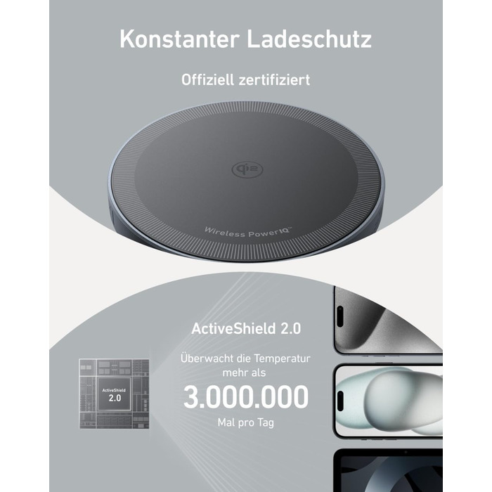 Магнітний бездротовий зарядний пристрій Anker MagGo, сумісний з MagSafe, швидка зарядка 15 Вт, сертифікований Qi2, для iPhone 16/1