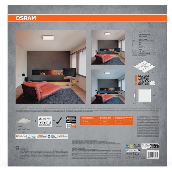 Світлодіодна панель Osram SMART Planon Plus TW 450x450мм, 3000-6500K, 28Вт, регульована температура світла