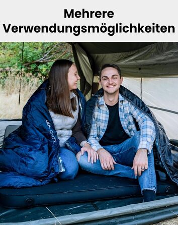 Спальний мішок KingCamp для дорослих, зимовий, фланелевий, компактний, 3-4 сезони, ковдра для кемпінгу, подорожей, наметів, походів, на вулиці, в приміщенні, від 4C до -15C/230 x 90 см Thicker Pro Navy-L-Zip