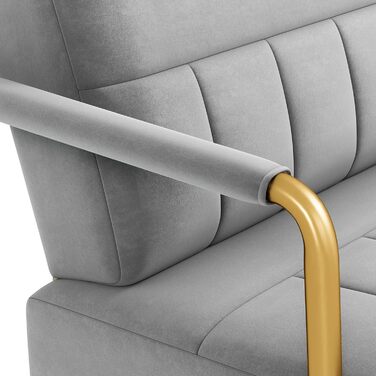 Крісло Yaheetech, оксамитове крісло для відпочинку, м&39яке крісло з металевими ніжками, одинарне крісло шириною 71,5 см, розслаблююче крісло для вітальні/домашнього офісу, світло-сіре