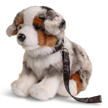 М'яка іграшка Uni-Toys - цуценя австралійського келпі, що сидить (з повідцем) - 22 см (висота) - плюшевий песик, домашній улюбленець
