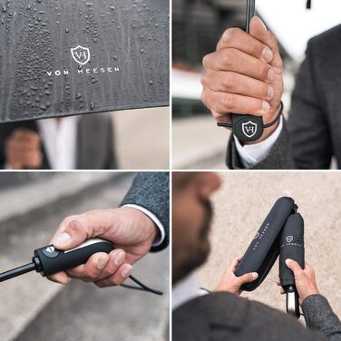 Парасолька VON HEESEN захищена від шторму до 140 км/год - з сумкою-парасолькою та дорожнім футляром - Складна парасолька з автомат