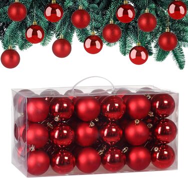 Різдвяні кульки набір з 54 шт червоні Deuba