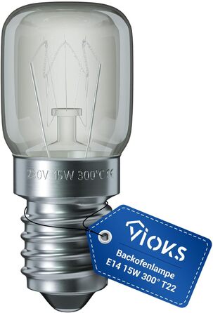 Лампочка VIOKS E14 15W 230V 300C 22mmØ 48mm для плити Neff AEG Bauknecht холодильника мікрохвильової печі - лампочка T22 E14 лампочка для холодильника 15W - лампочка для духовок і плит