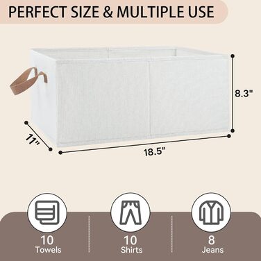 Коробка для зберігання одягу з тканини, складна, комплект з 3 шт. , великі розкладні коробки для білизни, ящики-органайзери з шухлядами для гардеробу, коробки для зберігання тканини, 472820 см, бежевий SEQ-B-1002-B