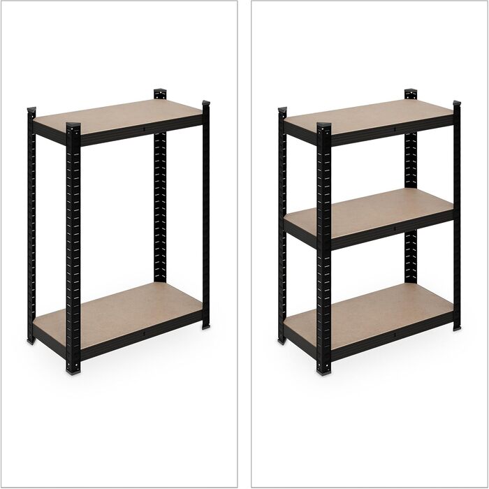 Надміцний стелаж Relaxdays, 5 ярусів, сталь, вставний, чорний Стелажі для зберігання в підвалі, гаражі, ВxШxГ 180x60x30 см, 500 кг