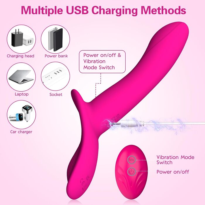 Страпон-фалоімітатори, вібраційні секс-іграшки для жінок, портативний страпон-фалоімітатор Wordone Harness з 10 подвійними режимами вібрації, вібратором для точки G та стимуляцією клітора з пультом дистанційного керування для пар та лесбіянок Rose