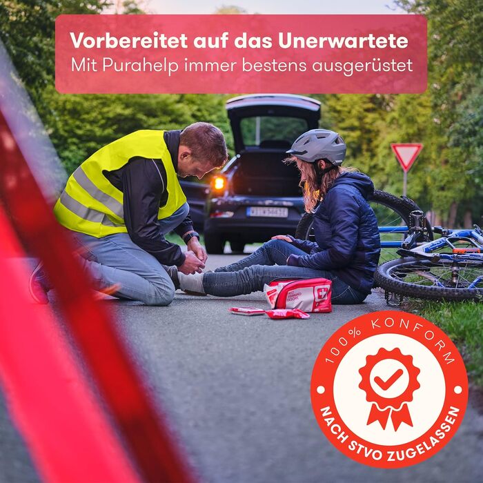 Автомобільна аптечка PURAHELP відповідно до чинного стандарту 2025 DIN 13164 (відповідає StVO) - Аптечка автомобільна 2025