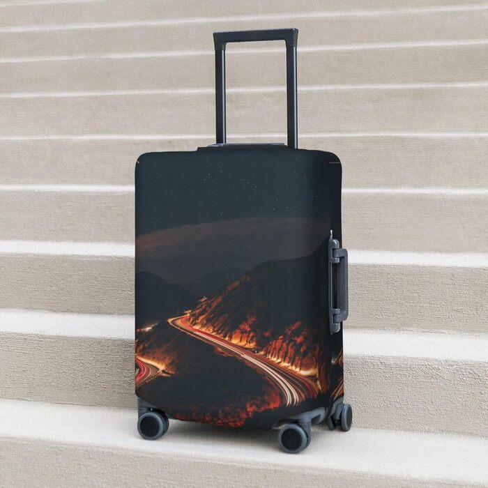 Чохол для валізи Нічне місто з принтом, еластичний захист від подряпин та пилу для подорожей, чорний, розмір 80