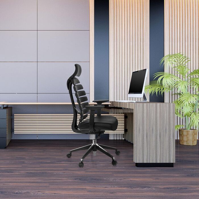 Офісне крісло Ergo LINE II PRO, 71 x 45 x 60 см, натуральна шкіра / алюміній, чорний