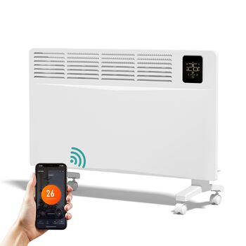 Енергозберігаючий електричний обігрівач EMKE 2000 Вт, розумний електричний конвекторний обігрівач з Wi-Fi та керуванням через додаток, електричний радіатор, окремостоячий або настінний, білий