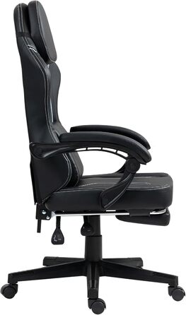 Чорне ігрове крісло - Підставка для ніг - Ергономічне - Регульована висота