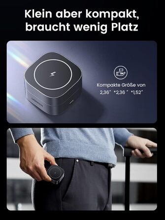 Зарядна станція UGREEN MagFlow 2 в 1 для iPhone, сумісна зі складним бездротовим зарядним пристроєм MagSafe для iPhone 16/16 Pro/1