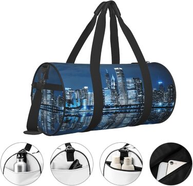 Спортивна сумка для подорожей, стильна міська сумка з нічним малюнком, сумка на нічліг, чорна, універсальний розмір