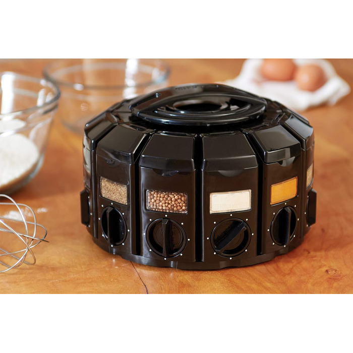 Поличка для спецій KitchenArt Carousel Select-A-Spice, 12 відділень, чорна, 22,2 x 22,2 x 15,2 см, Select-A-Spice Classic, чорний
