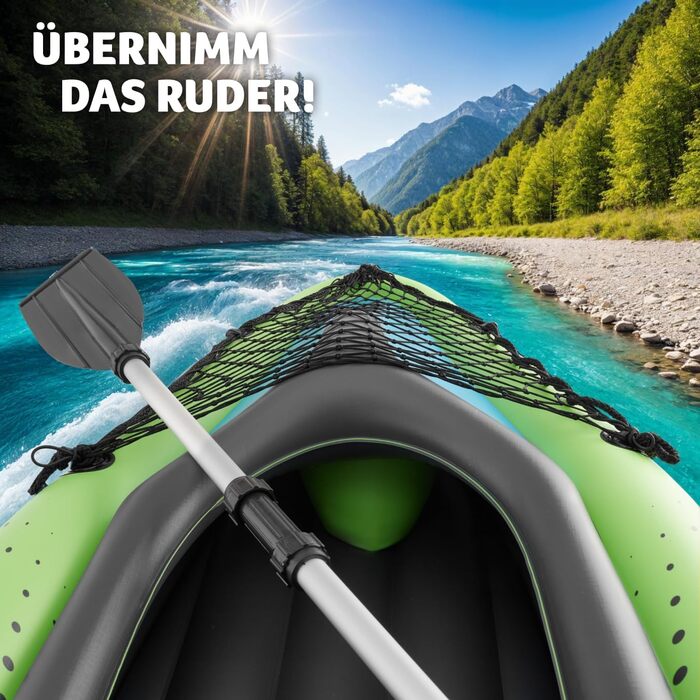 Надувний каяк tectake, надувний каное/велосипедний човен на 1 особу з подвійним веслом та аксесуарами сидінням, насосом, сумкою для транспортування, для водних видів спорту, відпочинку, риболовлі, веслування