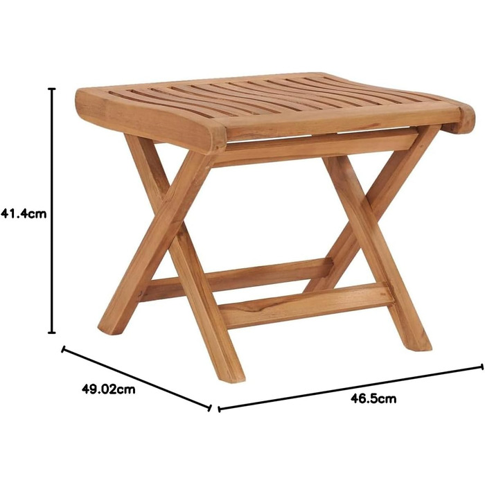 Тик Твердий стілець для ніг Складний садовий табурет Бічний столик Складний стілець Табурет Дерев'яний табурет Садові меблі 46,5x49x41,5см