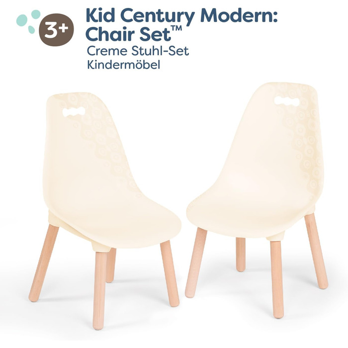 Набір з 2 дитячих меблів Дитячі стільці на ніжках - міцні, стильні стільці в кремово-білому кольорі та дереві для дітей від 3 рокі