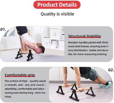 Паралельні тренажери для калістеніки, з міцною сталевою рамою та нековзною конструкцією інверсійної перекладини, підходять для фітнес-вправ без обладнання та вправ на підлозі в домашньому спортзалі, вантажопідйомність до 150 кг, чорні