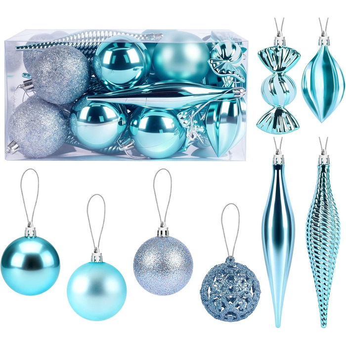 Набір синіх ялинкових кульок 24 шт ilauke