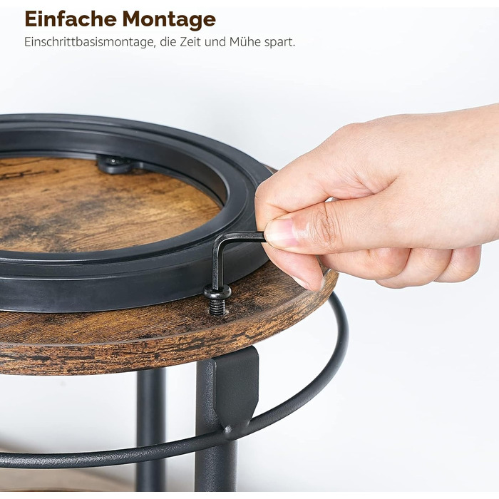 Підставка для спецій, 2-рівнева обертова кухонна полиця-органайзер, кругла обертова підставка для спецій, окремостояча, компактний тримач для спецій з поворотним столом, для кухонної стільниці, обіднього столу, вінтажний коричневий та чорний XSR22BR 26 x 