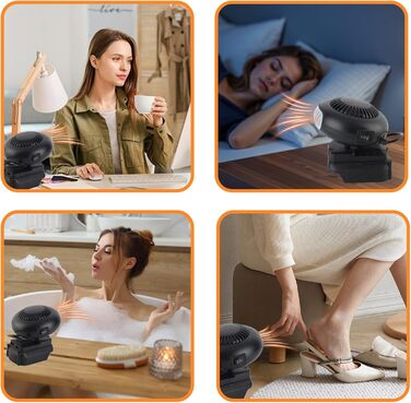 Невеликий обігрівач, 2 швидкості, 18-вольтовий обігрівач на батарейках, портативний електричний вентилятор-обігрівач для невеликих офісів