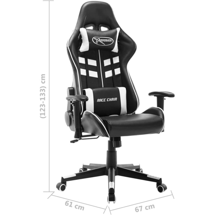 Ігрове крісло, офісне крісло, ігрове крісло, обертове крісло, письмове крісло, чорно-біла штучна шкіра