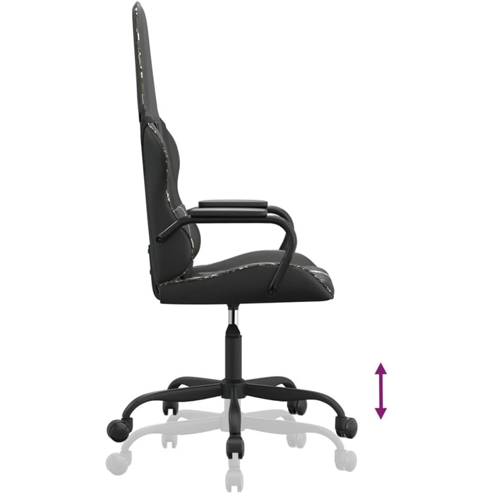 Ігрове крісло Owox, чорне/камуфляжне, штучна шкіра, регульована висота, 5461,5118-128 см, поворот на 360, коліщатка, налаштування для домашнього офісу