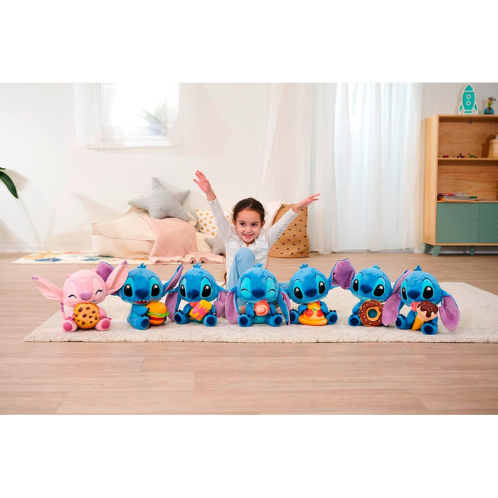 М'яка іграшка Disney Stitch з пончиком плюшевий Stitch з шоколадним пончиком та посипкою, улюблений герой Діснею для фанатів та дітей, блакитний, 25 см, від 0 років