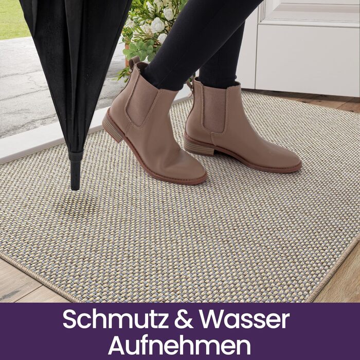 Килимок для внутрішніх дверей DEXI, що вловлює бруд, 60 x 90 см, нековзний килимок для миття, абсорбуючий килимок, тонкий вхідний килимок для вхідних дверей та коридору, бежевий 60 x 90 см