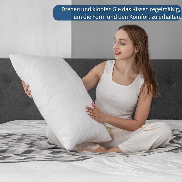 Подушка EGO Home 40x80 см з подрібненою піною з ефектом пам&39яті, подушка для шиї для сну на спині та животі, подушка з піни з ефектом пам&39яті 80x40 см, подушка для сну на боці з чохлом, який можна прати, Oeko-Tex 40x80 см - 1 упаковка