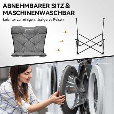 Складаний легкий кемпінговий стілець KingCamp, садовий стілець з високою спинкою, великий м&39який кемпінговий стілець, XXL кемпінговий стілець з сумкою, розслаблюючий стілець для кемпінгу, саду, балкону, пляжу, кемпінговий стілець для активного відпочинк