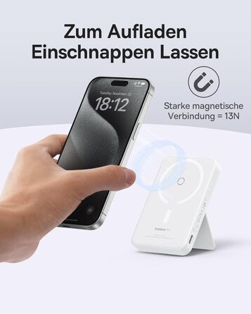 Магнітний бездротовий Powerbank, 5000mAh Mini Powerbank з USB-C, PD 20w Fast Charging Magsafe Battery, Зовнішній акумулятор для iP