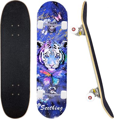 Повний скейтборд 31 x 8 дюймів для хлопчиків, дівчаток, підлітків, дорослих, початківців, 8-шаровий кленовий