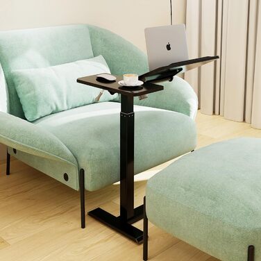 Стіл для ноутбука PUNCIA з регульованою висотою 70-100 см, обертова підставка для ноутбука з колесами, мобільний стоячий стіл над ліжком, ергономічний стіл для сидячого та стоячого використання, візок для презентацій, для ліжка, дивана, офісу, чорного кол