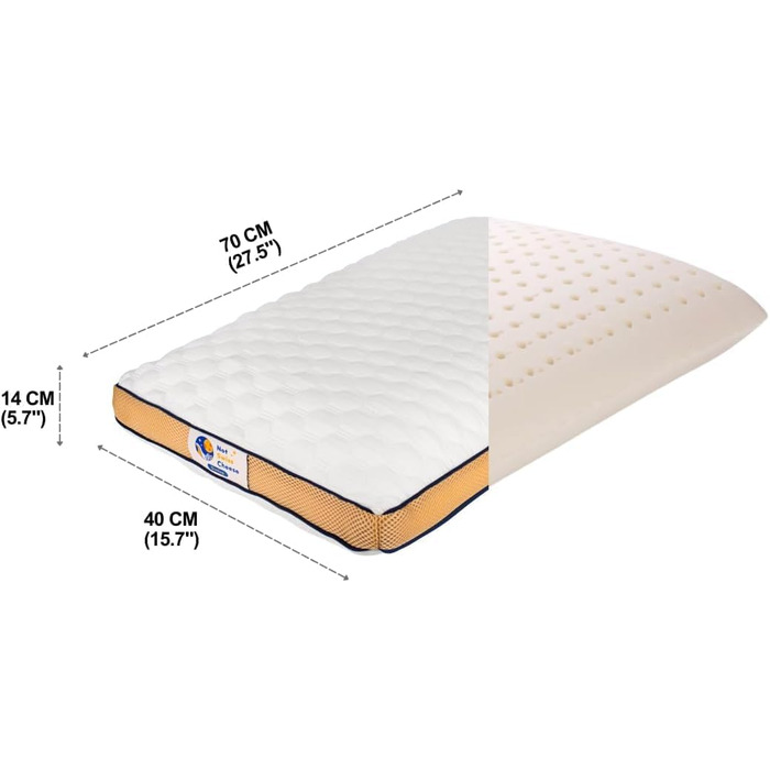 НОВИНКА, ОНОВЛЕННЯ 2025 РОКУ. Подушка Dunlop зі 100 латексу середньої жорсткості, 27,5 x 15,7 x 5,6 дюймів Розмір queen-size ортопедична подушка для підтримки шиї для тих, хто спить на боці, щоб полегшити біль у шиї Служить понад 10 років. Розмір queen-si