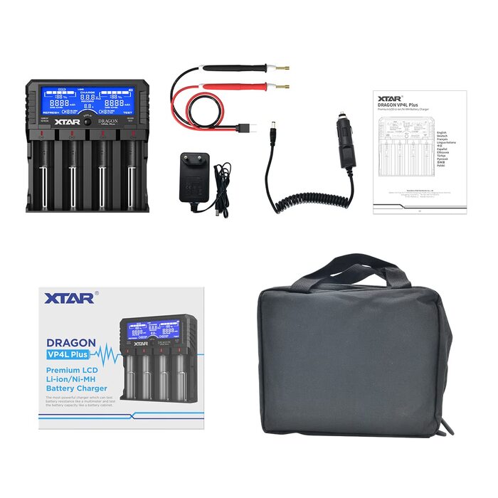 Зарядний пристрій для акумуляторів XTAR Dragon VP4L Plus 18650 21700 для літій-іонних акумуляторів 3,6 В/3,7 В, нікель-металгідридних акумуляторів 1,2 В типу AA/AAA та нікель-металгідридних акумуляторів 11,1 В 3S. Перевірте стан вашого акумулятора.