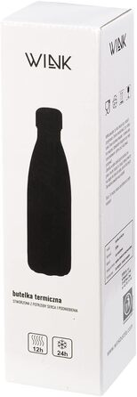 Термос WINK 500 мл з нержавіючої сталі Герметична та без бісфенолу А Ізольована пляшка для гарячих та холодних напоїв Дорожня пляшка з бавовняним чохлом Стильна та багаторазова Блискуче сріблястий колір