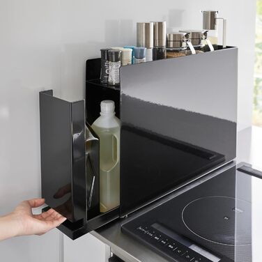 Розсувна підставка для спецій Yamazaki 6004 TOWER, чорна, сталь/поліпропілен, мінімалістичний дизайн, 12,5 x 5093 x 36,7 см (Д x Ш x В)