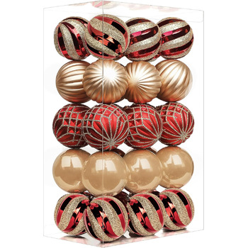 Різдвяні кулі 30 шт для ялинки червоні та золоті SHareconn