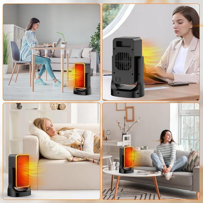 Енергозберігаючий, тихий вентилятор-обігрівач Ninonly для ванної кімнати з термостатом, регулювання напрямку нагріву 45, швидкий нагрів, надтихий керамічний обігрівач PTC для офісу, дому, кімнати