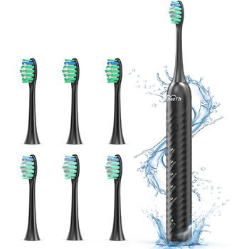 Електрична зубна щітка Sonic Toothbrush для дорослих і дітей - YteaTh One Charge for 180 Days, Shcall Electric Toothbrush With 6 Replacement Brushes, 5 Cleaning Modes, Timer, Black