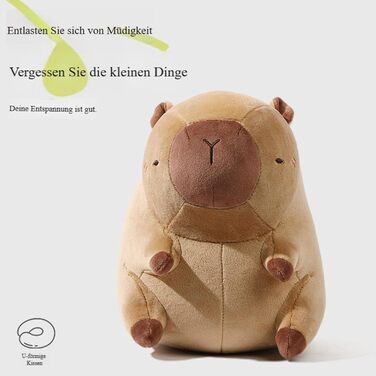 Подушка для шиї у формі капібари, дитяча дорожня подушка з плюшевою іграшкою капібари, 2-в-1 трансформована подушка для шиї у формі капібари U-подібної форми та м&39яка іграшка, для автомобіля, поїзда, офісу, літака (плюшева іграшка 2-в-1 U)