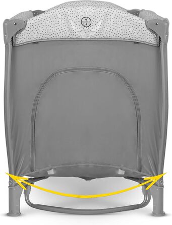 Дитяче ліжечко Ricokids з матрацом, 125 x 65 x 78 см, дорожнє ліжечко, вагою до 15 кг, 2 колеса з гальмами, бічний вхід, сумка для перенесення, функція гойдання, ігрова арка, пеленальний столик, складний, світло-сірий