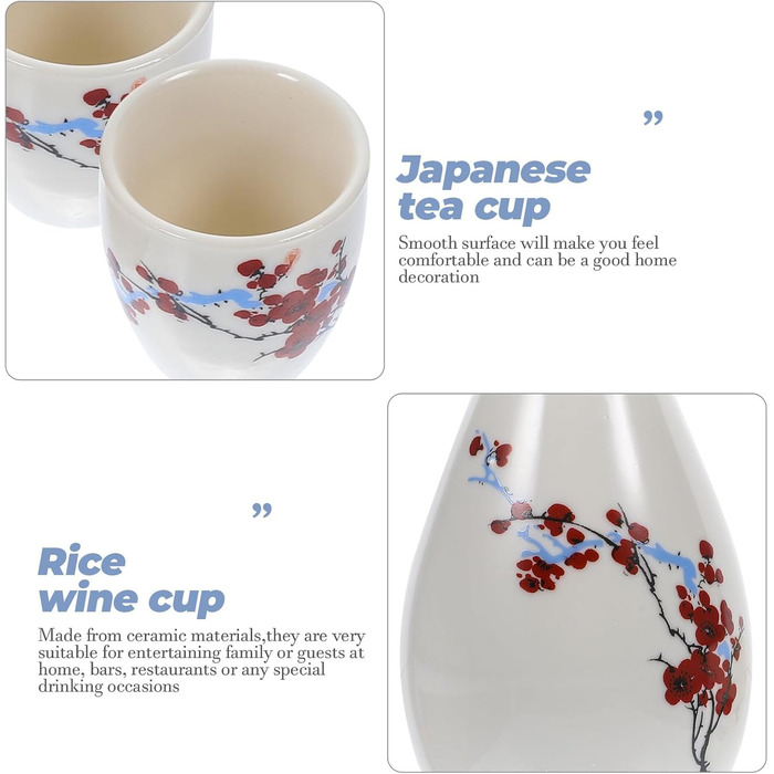 Набір для саке SAFIGLE з кераміки чайник та 8 чашок. Традиційний японський посуд для чаю та вина, ідеальний подарунок для особливих випадків.
