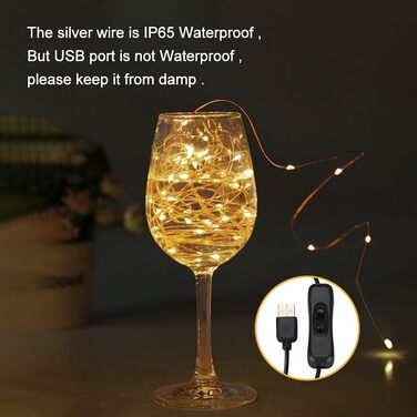 Дротяні мікро-гірлянди, 120 світлодіодних гірлянд водонепроникні з вимикачем, USB акумуляторні зоряні гірлянди зовнішні та внутріш