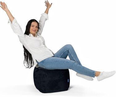 Кут для сидіння Bruni Cubo Cord чорного кольору 40x40x40 см Кут для сидіння Cord, виготовлений у Німеччині, куб для сидіння в приміщенні, пуф для ніг та подушка для підлоги Black Cord