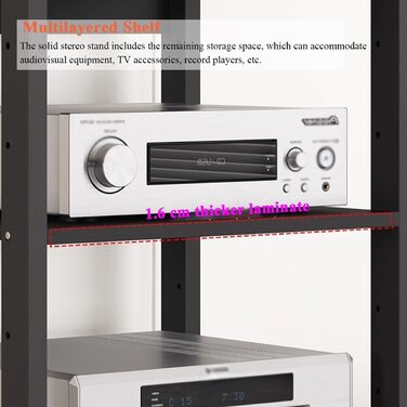 Аудіостека, полиця для Hi-Fi, аудіо-відео стійка з 6 рівнями, пересувна підставка для AV-медіа, кутова полиця з дерева, програвач програвача, шафа для стереокомпонентної консолі, відкрита полиця для домашнього офісу/кінотеатру, 6-рівнева червона