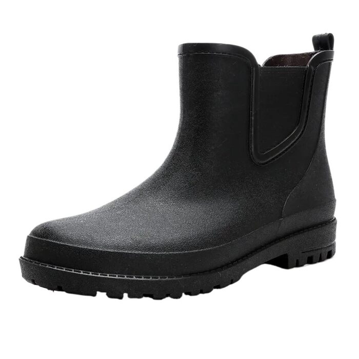 Чоловічі гумові черевики, короткі чоловічі гумові чоботи, водонепроникне гумове взуття, зручні чоловічі робочі чоботи, чорні, розмір ЄС 41