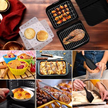 Аксесуари для фритюрниці FTUREERA для фритюрниці Ninja Foodi AF500EU 10.4 л, аксесуари для фритюрниці 116 шт. для ніндзя, включаючи силіконову форму, решітку для гриля, папір для випічки, силікон для форми для випічки